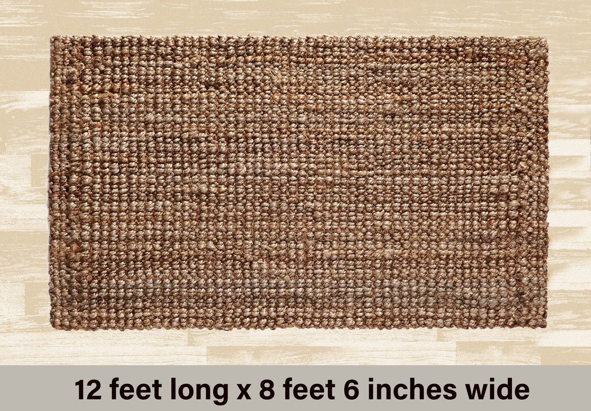 Eco-Friendly Handspun Jute – Natural Fiber, Handwoven Reversible Design Area Accent Indoor Rug – Natural Tan