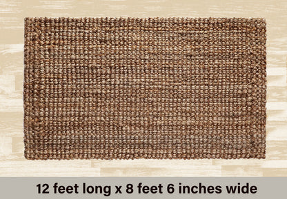 Eco-Friendly Handspun Jute – Natural Fiber, Handwoven Reversible Design Area Accent Indoor Rug – Natural Tan
