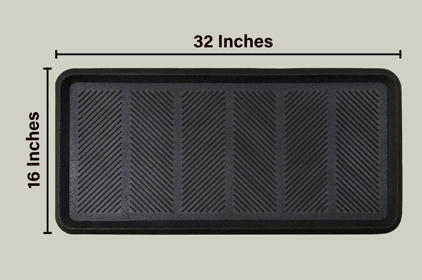 Durable Oversized Rubber Utility Tray – 16" x 32 "| All-Weather, Indoor/Outdoor, Multi-Purpose Mat – Black