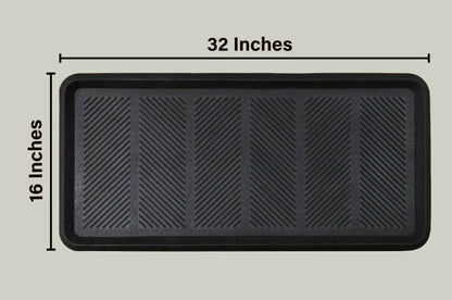 Durable Oversized Rubber Utility Tray – 16" x 32 "| All-Weather, Indoor/Outdoor, Multi-Purpose Mat – Black