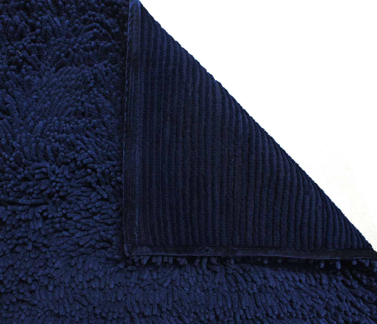 Plush Microfiber Shag Bath Rug Set (2-Piece) – Soft, Absorbent, Non-Slip Bathroom Mats, Quick-Dry, Machine Washable - 21” x 32” - Navy Blue