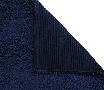 Plush Microfiber Shag Bath Rug Set (2-Piece) – Soft, Absorbent, Non-Slip Bathroom Mats, Quick-Dry, Machine Washable - 21” x 32” - Navy Blue