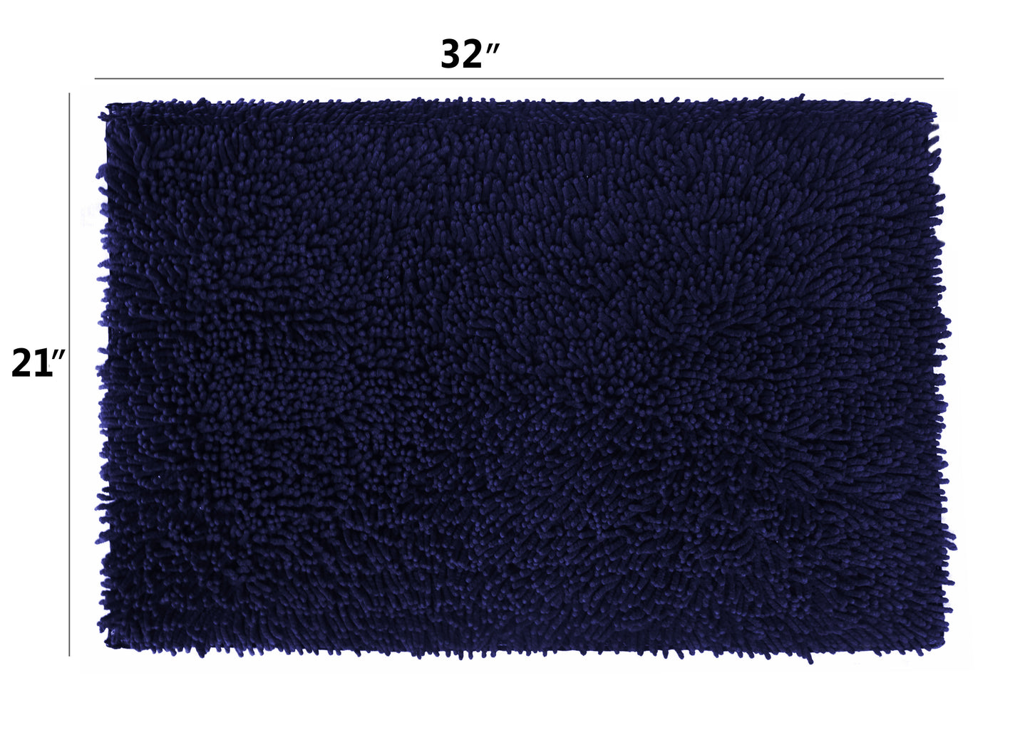 Plush Microfiber Shag Bath Rug Set (2-Piece) – Soft, Absorbent, Non-Slip Bathroom Mats, Quick-Dry, Machine Washable - 21” x 32” - Navy Blue