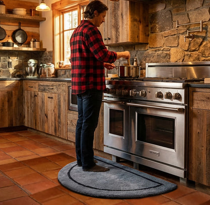 Modern Crescent-Shaped Wool Texture Area Rug – Accent for Indoor Entryway or Living Space -22” x 44”
