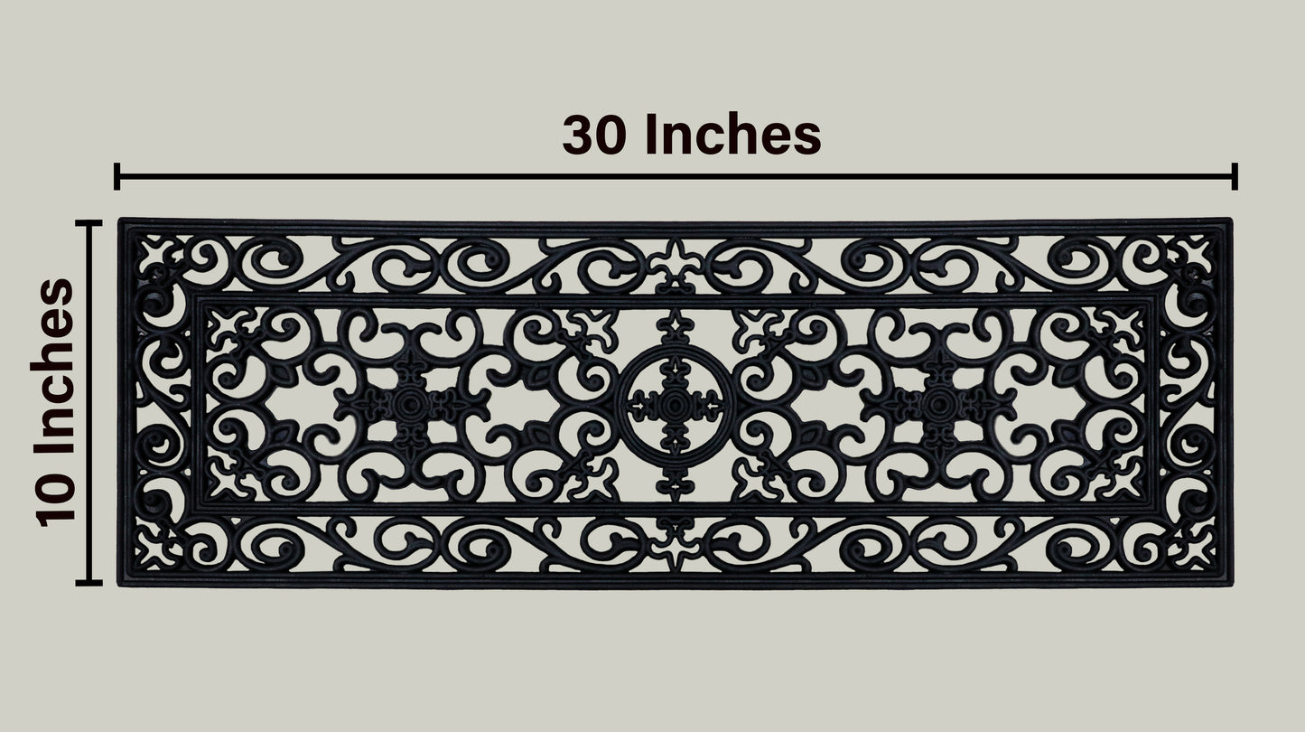 Scroll Lattice Non-Slip Stair Tread Mats – 4-Pack, Heavy-Duty Rubber, Skid-Resistant for Indoor/Outdoor Use, 10"x30"