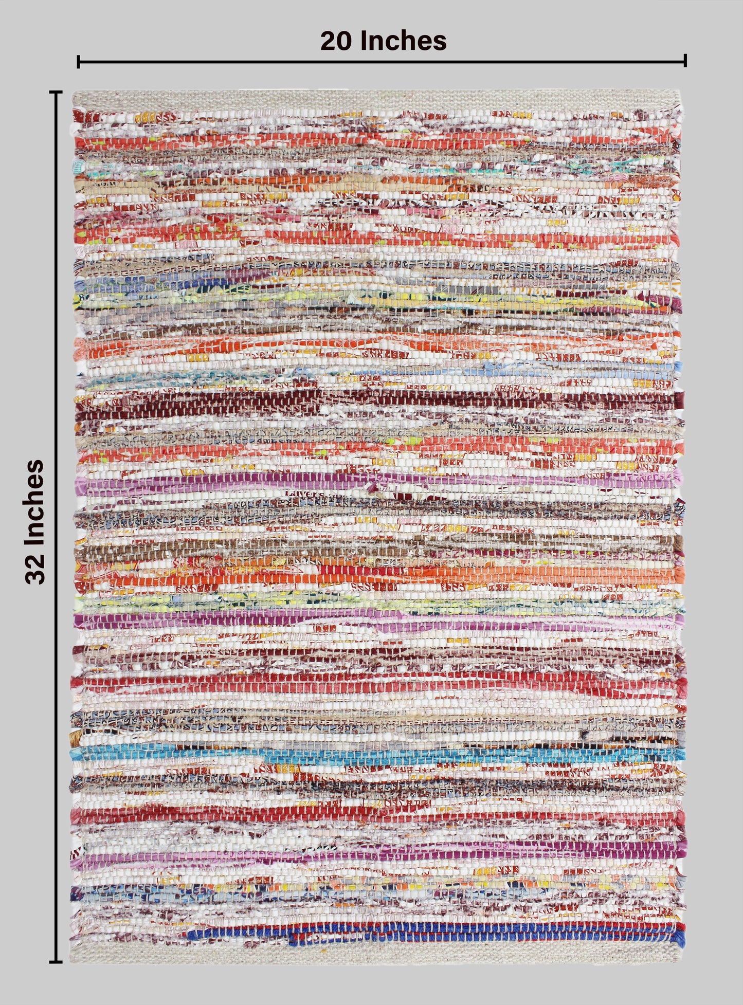Handcrafted Chindi Woven Throw Rug – Reversible Recycled Cotton Accent Rug, 20" x 32"- Multicolor