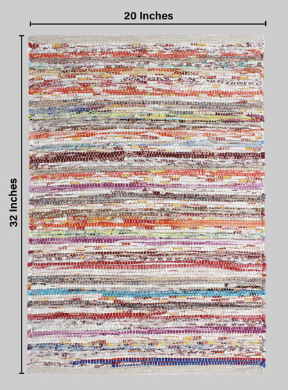 Handcrafted Chindi Woven Throw Rug – Reversible Recycled Cotton Accent Rug, 20" x 32"- Multicolor