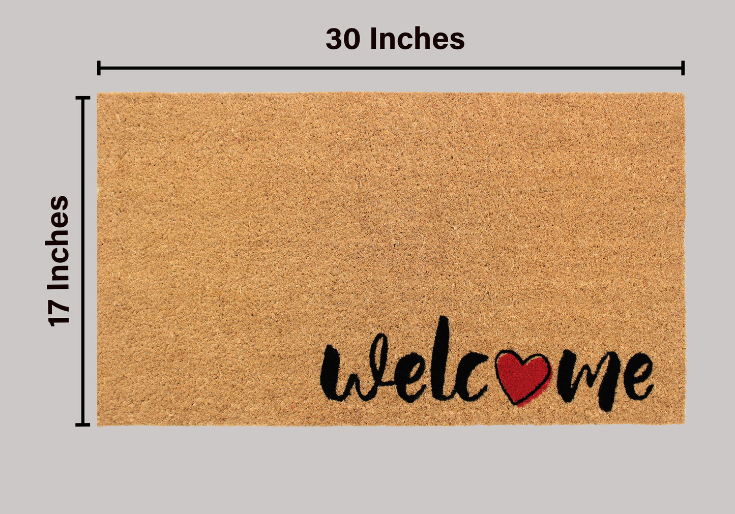 Natural Coir Doormat – Non-Slip, Low-Profile, Durable for Patio, Entryway, 17" x 30"