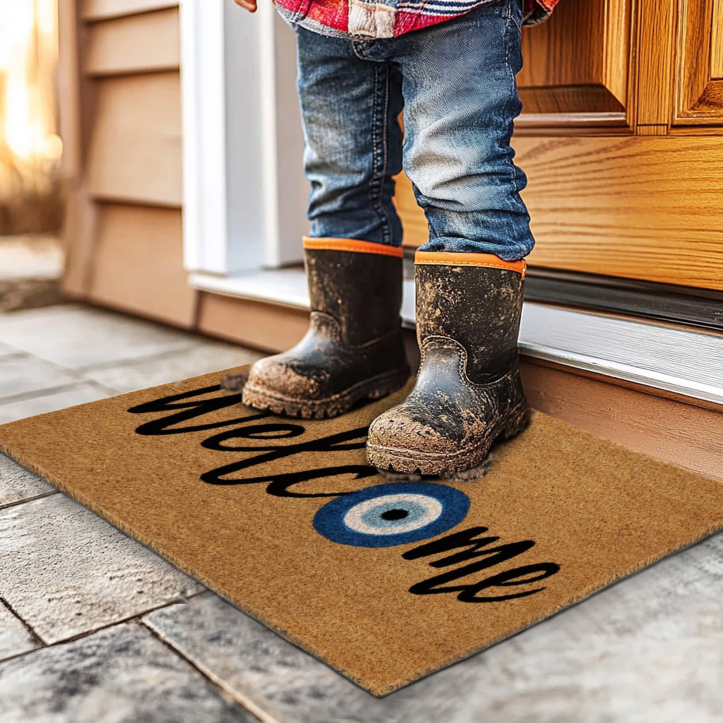 Natural Coir Doormat – Non-Slip, Low-Profile, Durable for Patio, Entryway, 17" x 30"