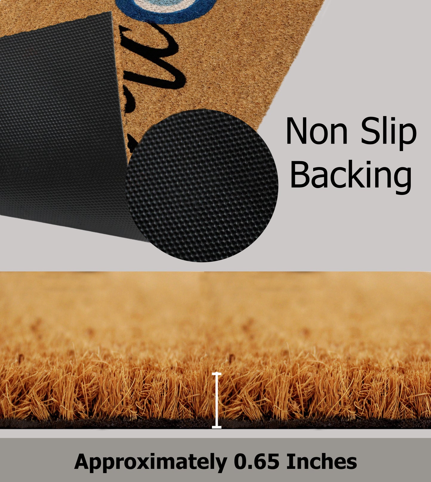 Natural Coir Doormat – Non-Slip, Low-Profile, Durable for Patio, Entryway, 17" x 30"