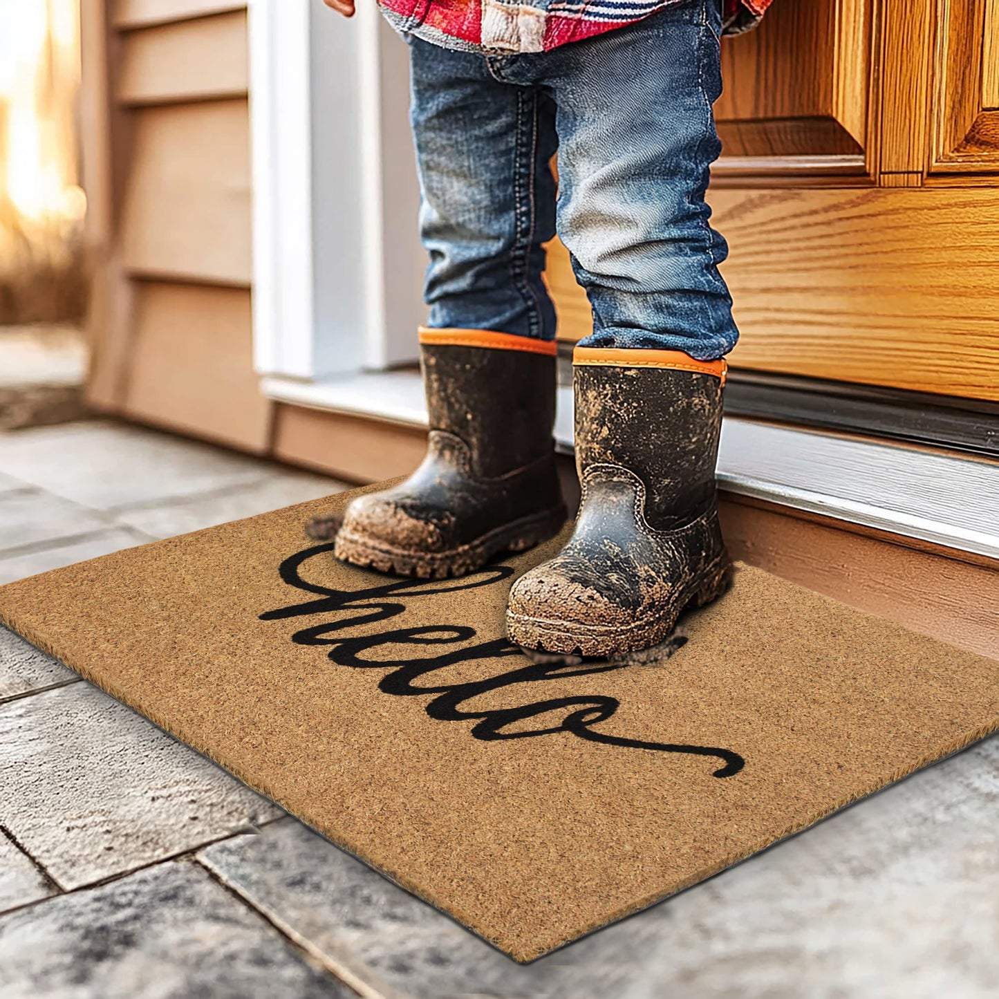 Natural Coir Doormat – Non-Slip, Low-Profile, Durable for Patio, Entryway, 17" x 30"