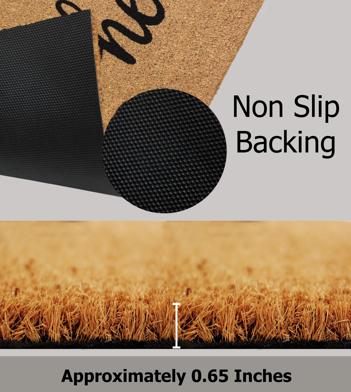 Natural Coir Doormat – Non-Slip, Low-Profile, Durable for Patio, Entryway, 17" x 30"