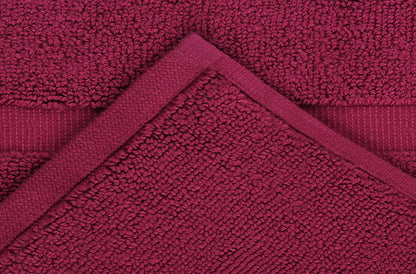 Cotton Bath Mat Set – 2-Piece Soft and Absorbent Floor Mats for Shower or Tub, 21” x 34”, Burgundy