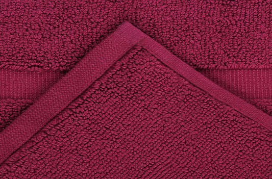 Cotton Bath Mat Set – 2-Piece Soft and Absorbent Floor Mats for Shower or Tub, 21” x 34”, Burgundy