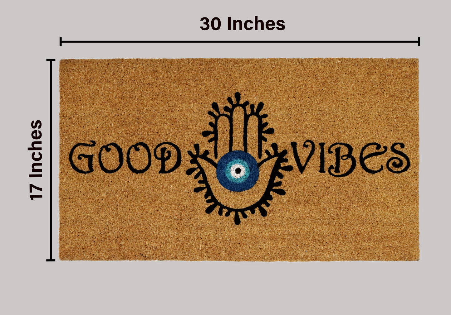 Natural Coir Doormat – Non-Slip, Low-Profile, Durable for Patio, Entryway, 17" x 30"