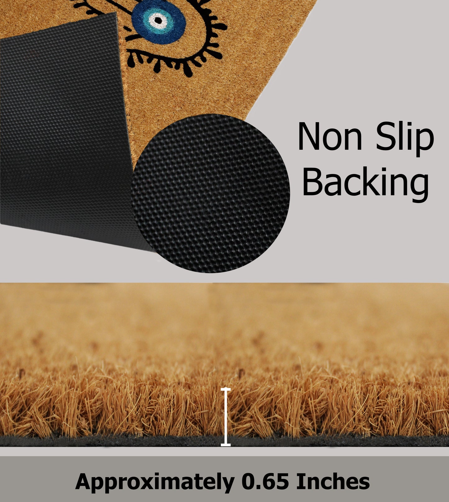 Natural Coir Doormat – Non-Slip, Low-Profile, Durable for Patio, Entryway, 17" x 30"