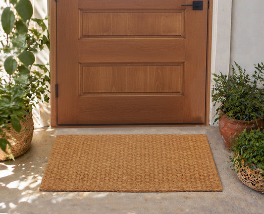 Natural Coir Heavy-Duty Woven Doormat, Non-Slip and Low-Profile Welcome Mat, Durable for Front Door or Entryway, 17" x 30"