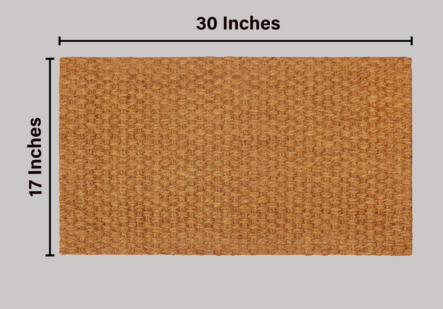Natural Coir Heavy-Duty Woven Doormat, Non-Slip and Low-Profile Welcome Mat, Durable for Front Door or Entryway, 17" x 30"