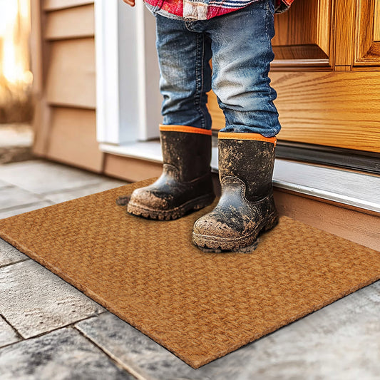Natural Coir Heavy-Duty Woven Doormat, Non-Slip and Low-Profile Welcome Mat, Durable for Front Door or Entryway, 17" x 30"