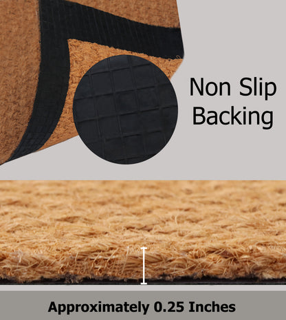 Natural Coir Heavy-Duty Woven Doormat, Non-Slip and Low-Profile Welcome Mat, Durable for Front Door or Entryway, 17" x 30"