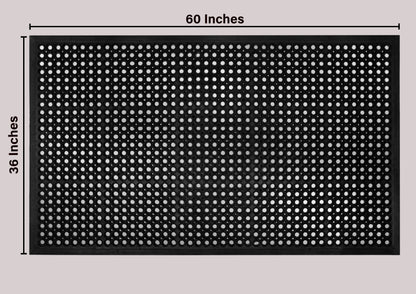Heavy-Duty Perforated Rubber Mat – Non-Slip Circular Hole Ventilation & Drainage Pad for Industrial, Commercial, Bar, Garage, and Indoor/Outdoor Use