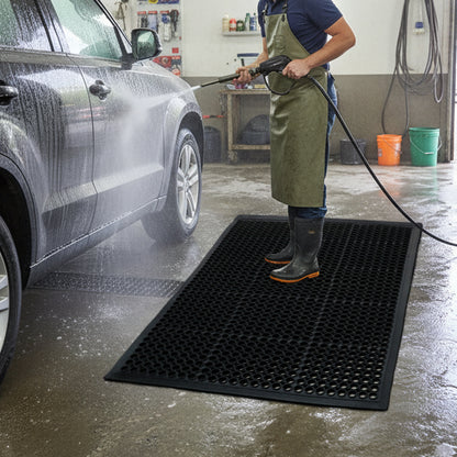 Heavy-Duty Perforated Rubber Mat – Non-Slip Circular Hole Ventilation & Drainage Pad for Industrial, Commercial, Bar, Garage, and Indoor/Outdoor Use