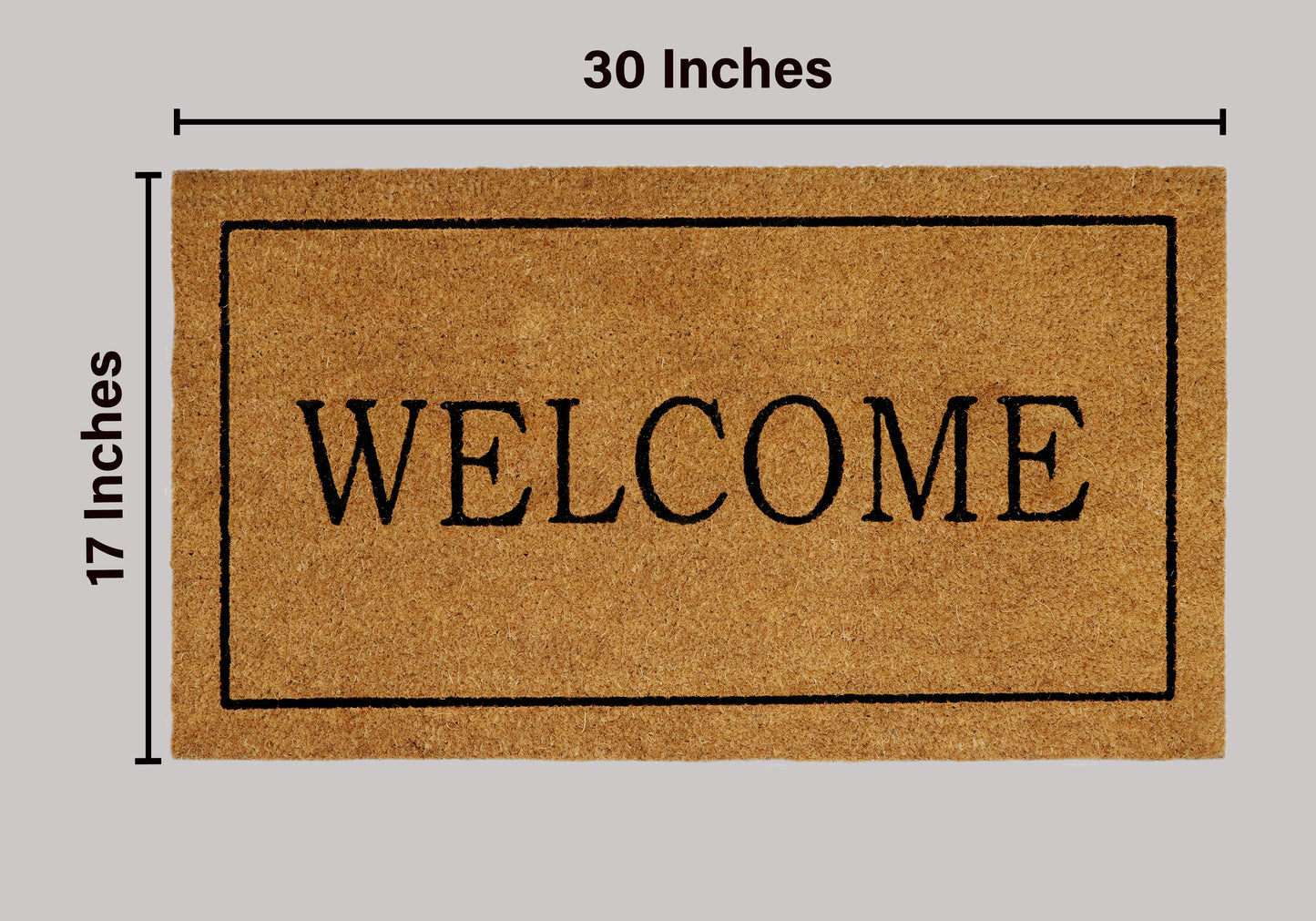 Natural Coir Doormat – Non-Slip, Low-Profile, Durable for Patio, Entryway, 17" x 30"
