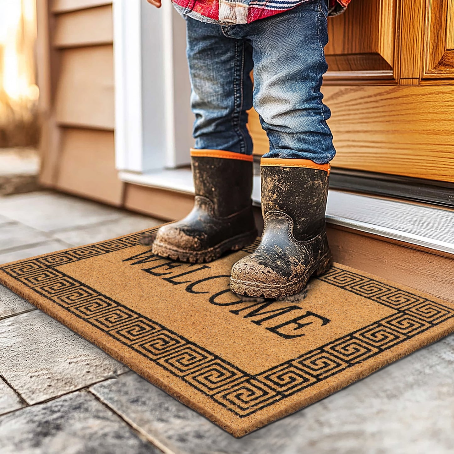 Natural Coir Doormat – Non-Slip, Low-Profile, Durable for Patio, Entryway, 17" x 30"