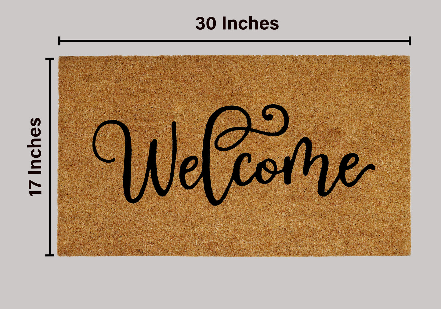 Natural Coir Doormat – Non-Slip, Low-Profile, Durable for Patio, Entryway, 17" x 30"