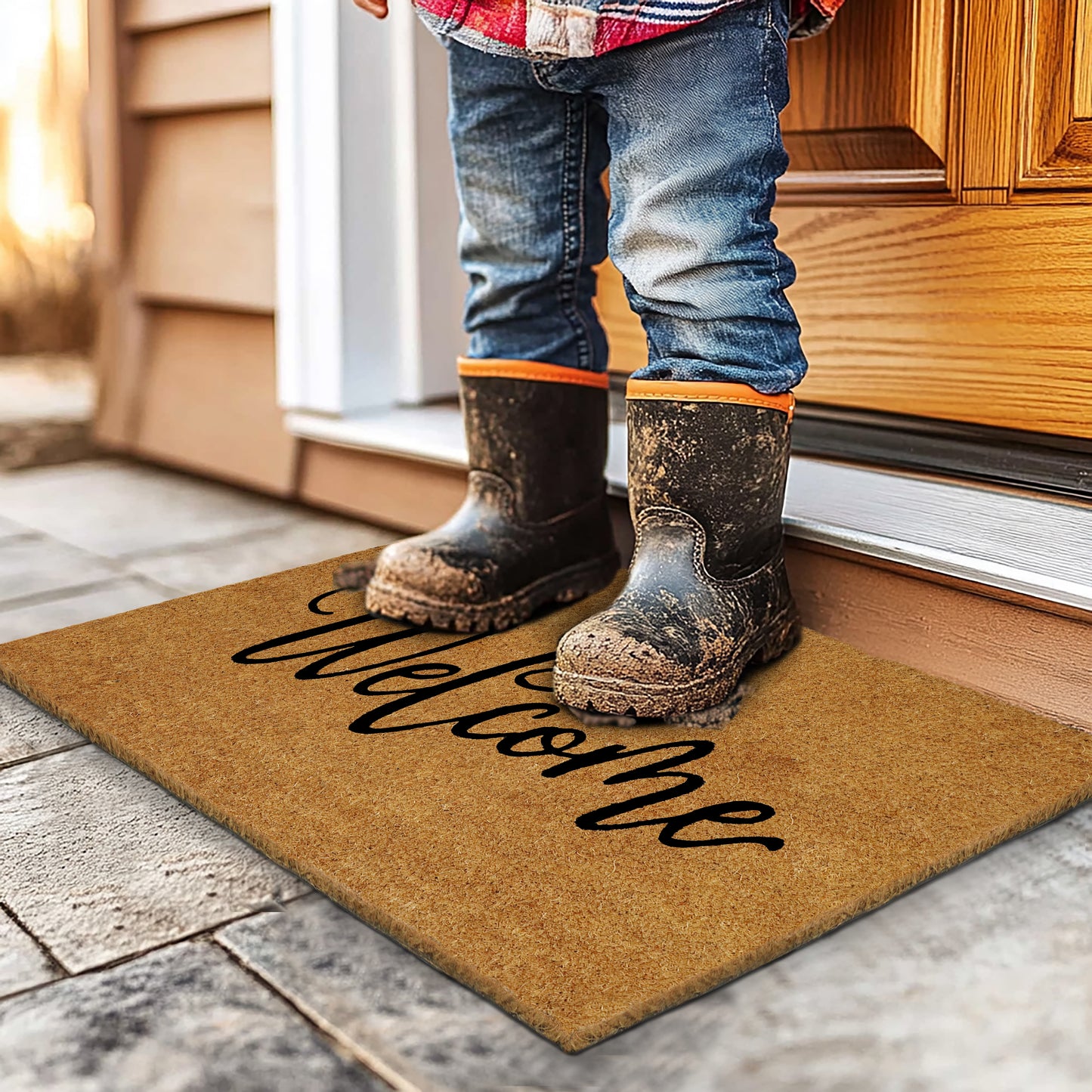 Natural Coir Doormat – Non-Slip, Low-Profile, Durable for Patio, Entryway, 17" x 30"