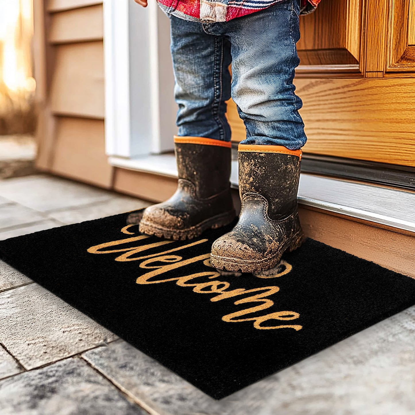 Natural Coir Doormat – Non-Slip, Low-Profile, Durable for Patio, Entryway, 17" x 30"