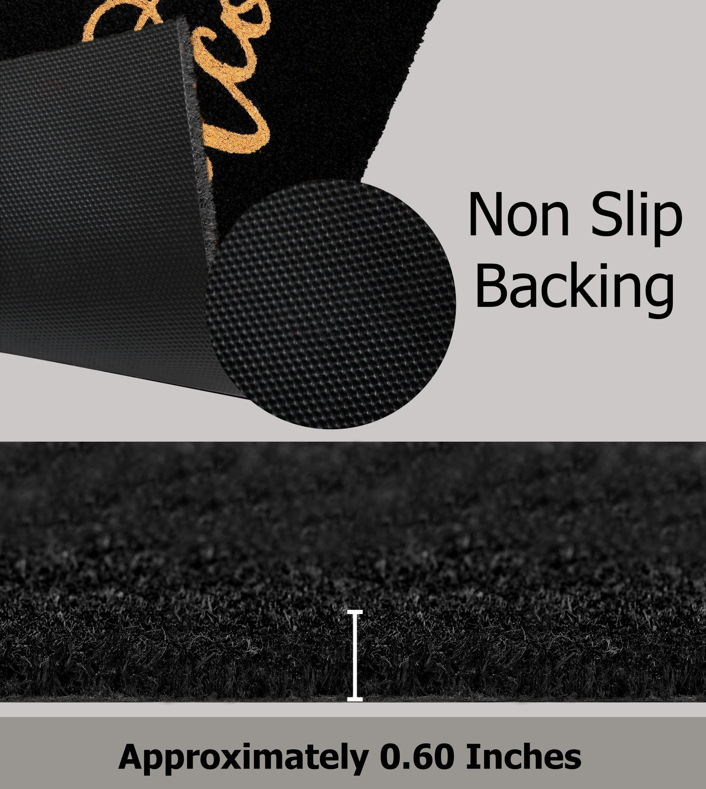 Natural Coir Doormat – Non-Slip, Low-Profile, Durable for Patio, Entryway, 17" x 30"