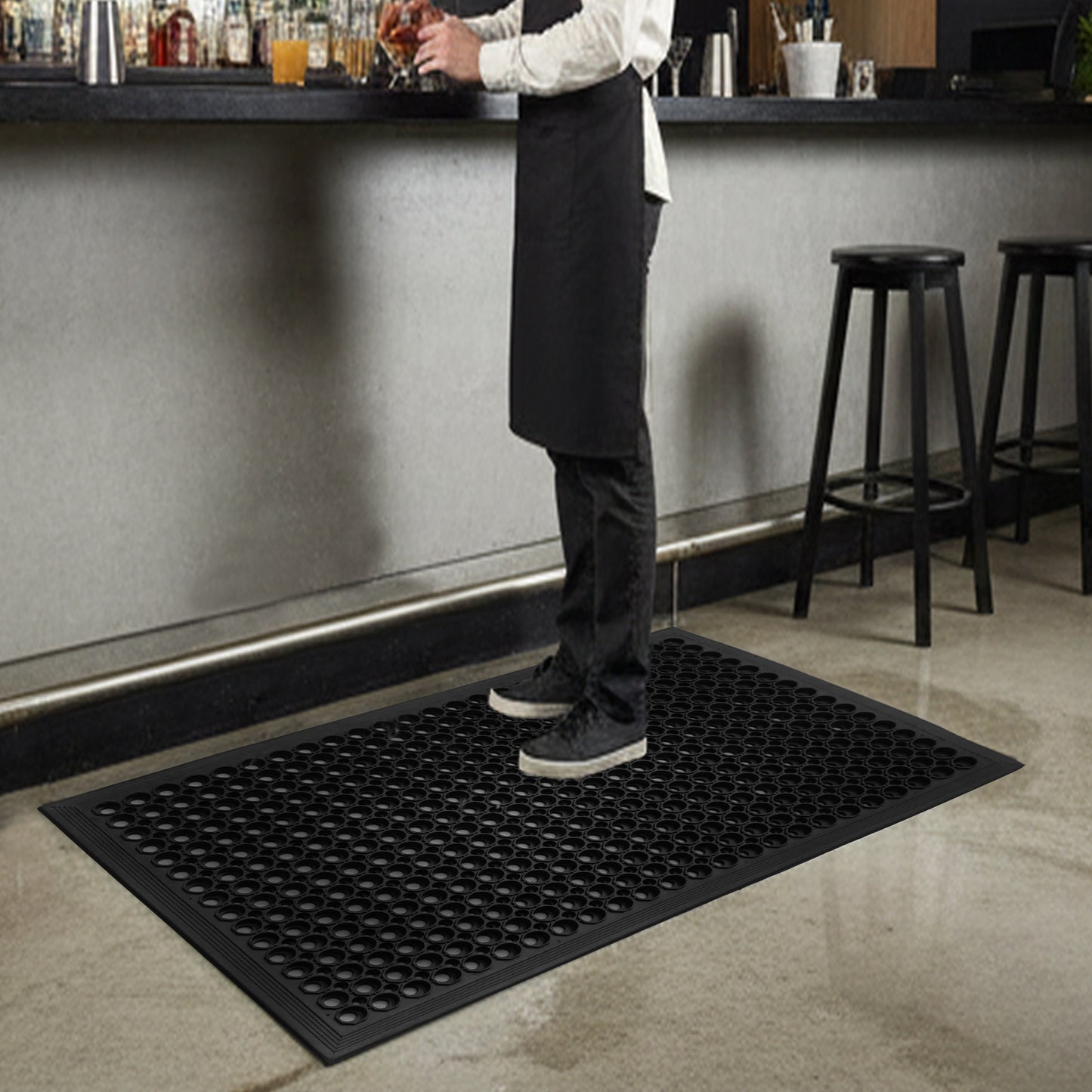 Heavy-Duty Perforated Rubber Mat – Non-Slip Circular Hole Ventilation & Drainage Pad for Industrial, Commercial, Bar, Garage, and Indoor/Outdoor Use