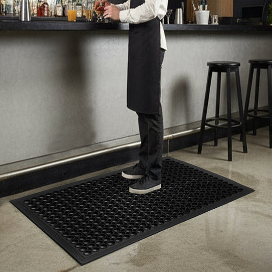 Heavy-Duty Perforated Rubber Mat – Non-Slip Circular Hole Ventilation & Drainage Pad for Industrial, Commercial, Bar, Garage, and Indoor/Outdoor Use