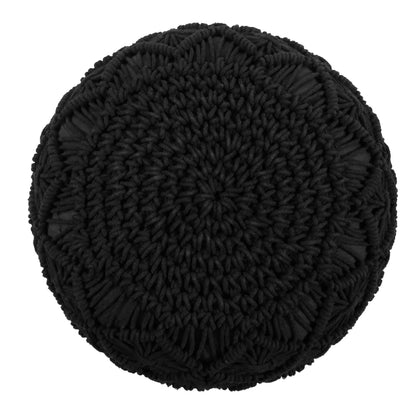 Macrame Braided Pouf Ottoman 20" x 14" Hand knitted Cotton Cord Round Dori Pouf, Prefilled Footrest Bean Bag, Boho Moroccan Accent Seating for Living Room, Bedroom & Dorms