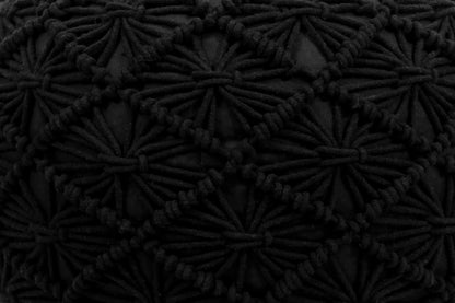 Macrame Braided Pouf Ottoman 20" x 14" Hand knitted Cotton Cord Round Dori Pouf, Prefilled Footrest Bean Bag, Boho Moroccan Accent Seating for Living Room, Bedroom & Dorms