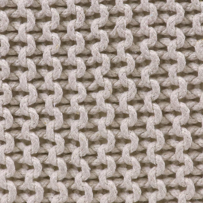 Hand Knitted Cotton Cord Cable Dori Pouf Braided Ottoman 15" x 15" Floor Pouf, Footrest Accent Seat for Living Room, Bedroom & Dorm Décor