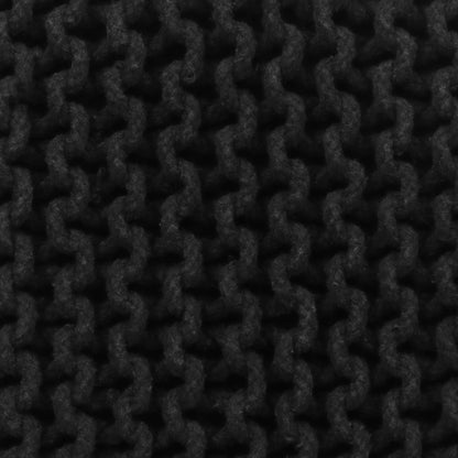 Hand Knitted Cotton Cord Cable Dori Pouf Braided Ottoman 15" x 15" Floor Pouf, Footrest Accent Seat for Living Room, Bedroom & Dorm Décor