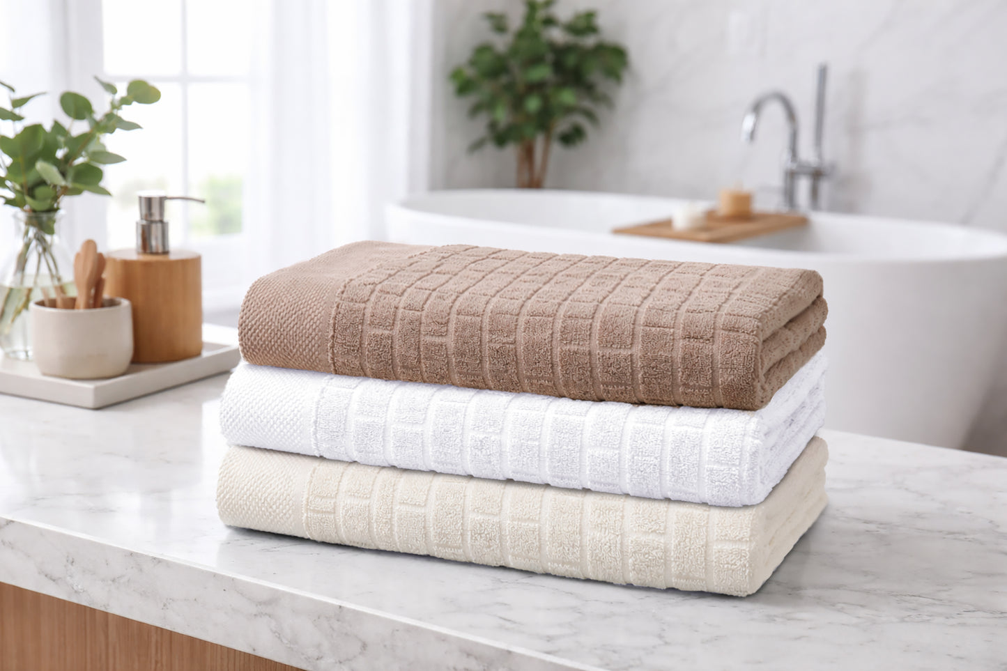 Oversized Waterworks Tile Jacquard 100% Combed Pure Cotton Woven Terry Bath Sheet 35x70 inches Absorbent Everyday Luxury Hotel Spa Guest Bath towel