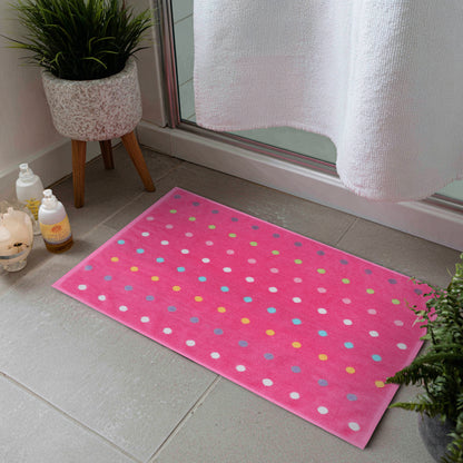 Kids Bathmat -21 x 34 inches - Reversible 100% Cotton Shower Mat - Soft Absorbent 1100 GSM - Quick dry, Step Out Tub Terry Cotton Floor Towel - Pink Multi