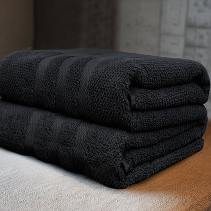 Large Luxury Rice Weave 2 piece Bath Towel Set – 30 x 52 inches 100% Pure Cotton – Textured Premium Soft Absorbent - 600 GSM Spa, Hotel, Guest Towel
