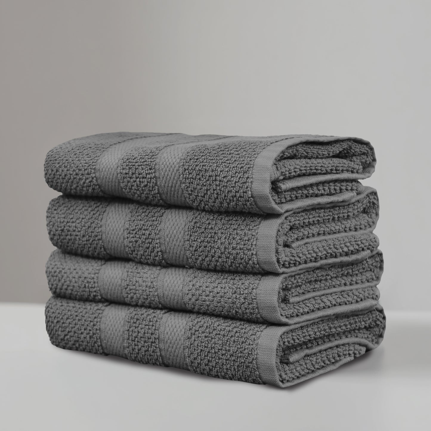 Luxury Rice Weave 4 piece Hand Towel Set – 16 x 26 inches 100% Pure Cotton – Textured Premium Soft Absorbent - 600 GSM Spa, Hotel, Guest Towel